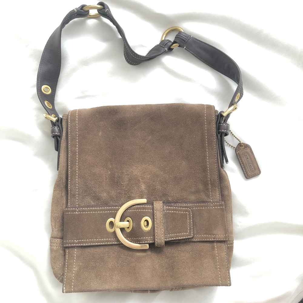 Y2K Coach Brown Suede Buckle Purse